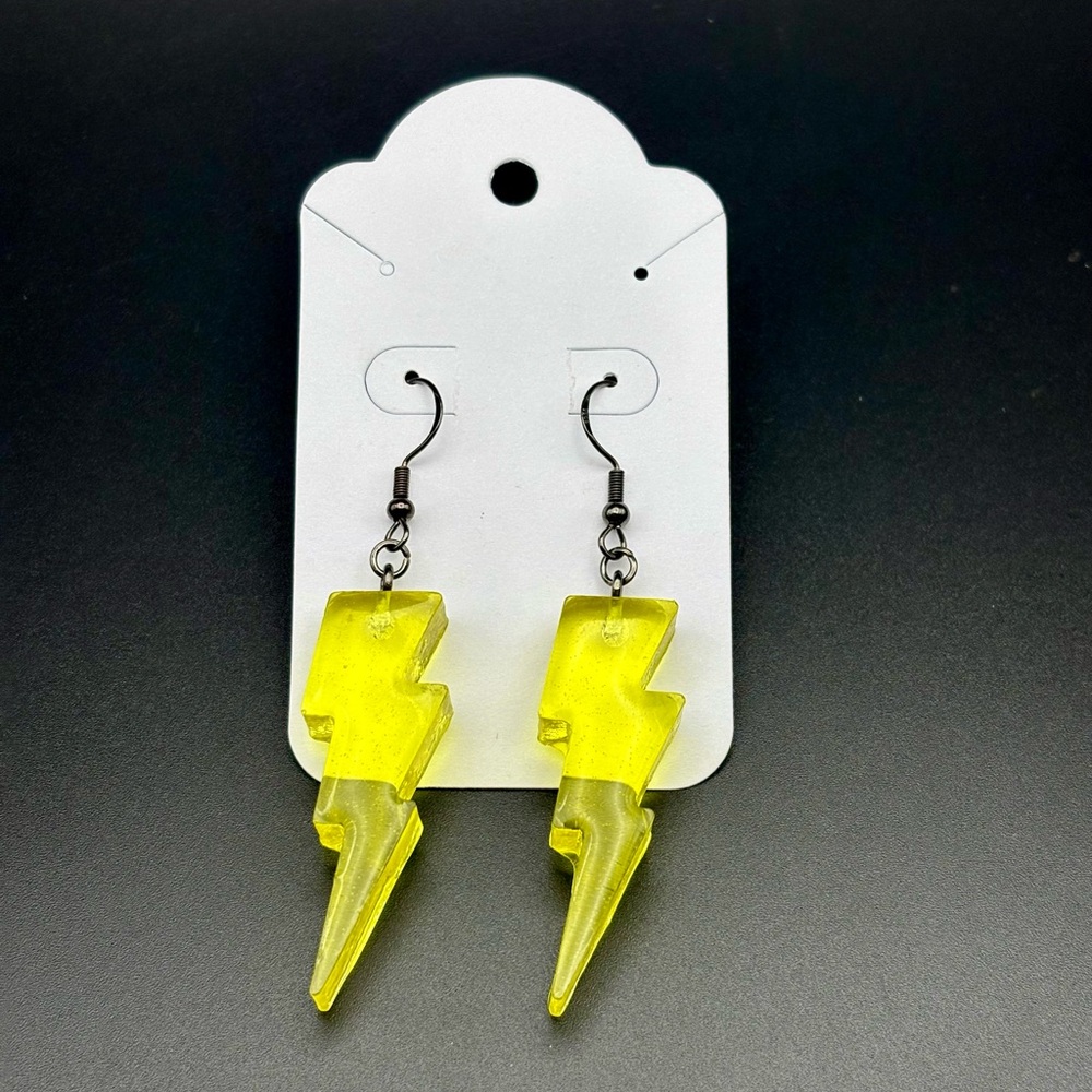 Yellow Lightning Bolt Earrings- HANDMADE